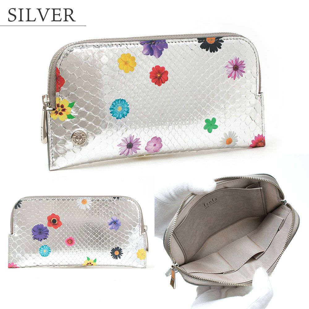 ラミナフィオーレ＿サンタフェ＿パイソン＿蛇革＿薄型長財布＿フラグメント＿シルバー