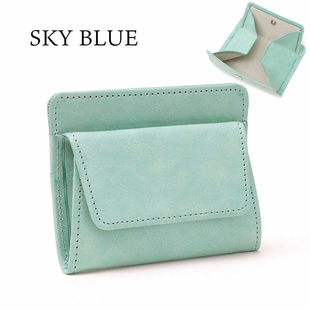 ホワイトワックス＿イスキア＿コンパクト財布＿ミニ財布＿アイソラ＿スカイブルー